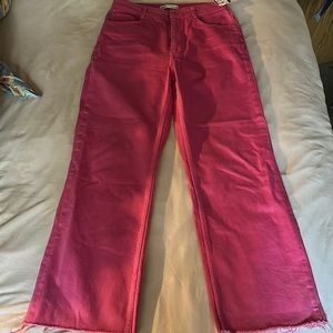 Pink Zara Wide Leg Crop Denim